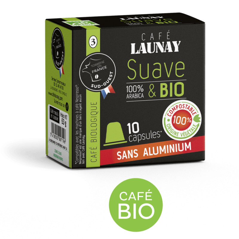 Suave BIO - Caps. NESPRESSO® - 100% biodégradables - Café Launay